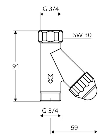 Schell Filter-Armatur für Geräteventile, G 3/4, chrom 270950699
