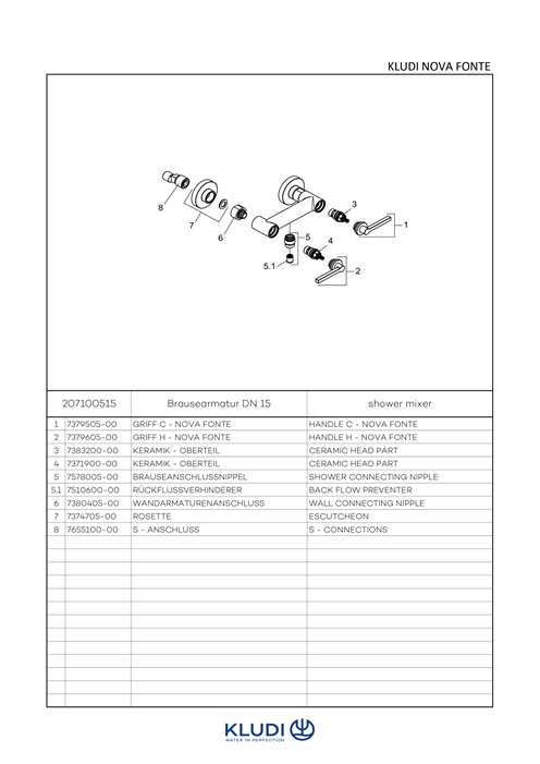 Kludi NOVA FONTE Brausearmatur PURISTIC chrom 207100515