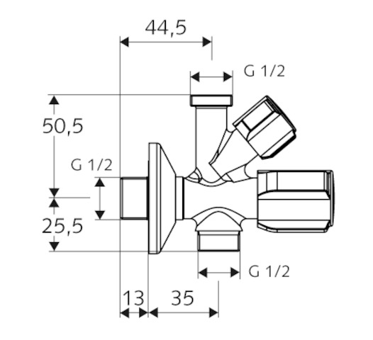 Schell Kombi-Eckventil COMFORT RV, langer Schaft, chrom 035700699