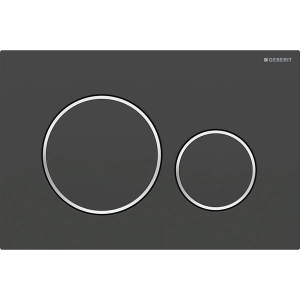 Geberit Sigma20 Betätigungsplatte, für 2-Mengen-Spülung schwarz matt lackiert, Easy to clean/ hochglanz-verchromt 115.882.14.1