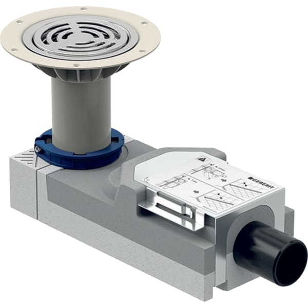 Geberit Duschbodenablauf für Bodenbelag Vinyl (PVC), Estrichhöhe am Einl. 114-215mm d=50mm 154.055.00.1