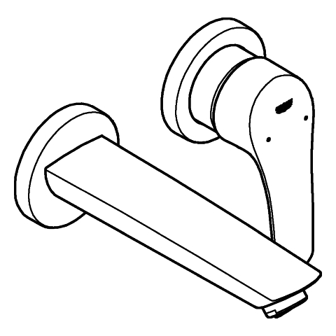 Grohe 2-Loch-Waschtisch-Wandbatterie Eurosmart chrom Fertigmontage-Set für 23571 Ausladung 171mm 29337003