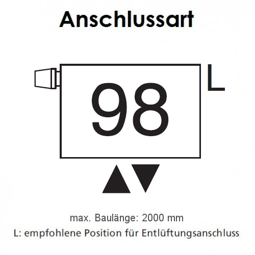 Arbonia Mehrpreis zu Heizwand Einbauventil Anschlussart 96, Ventil oben, M30x1,5