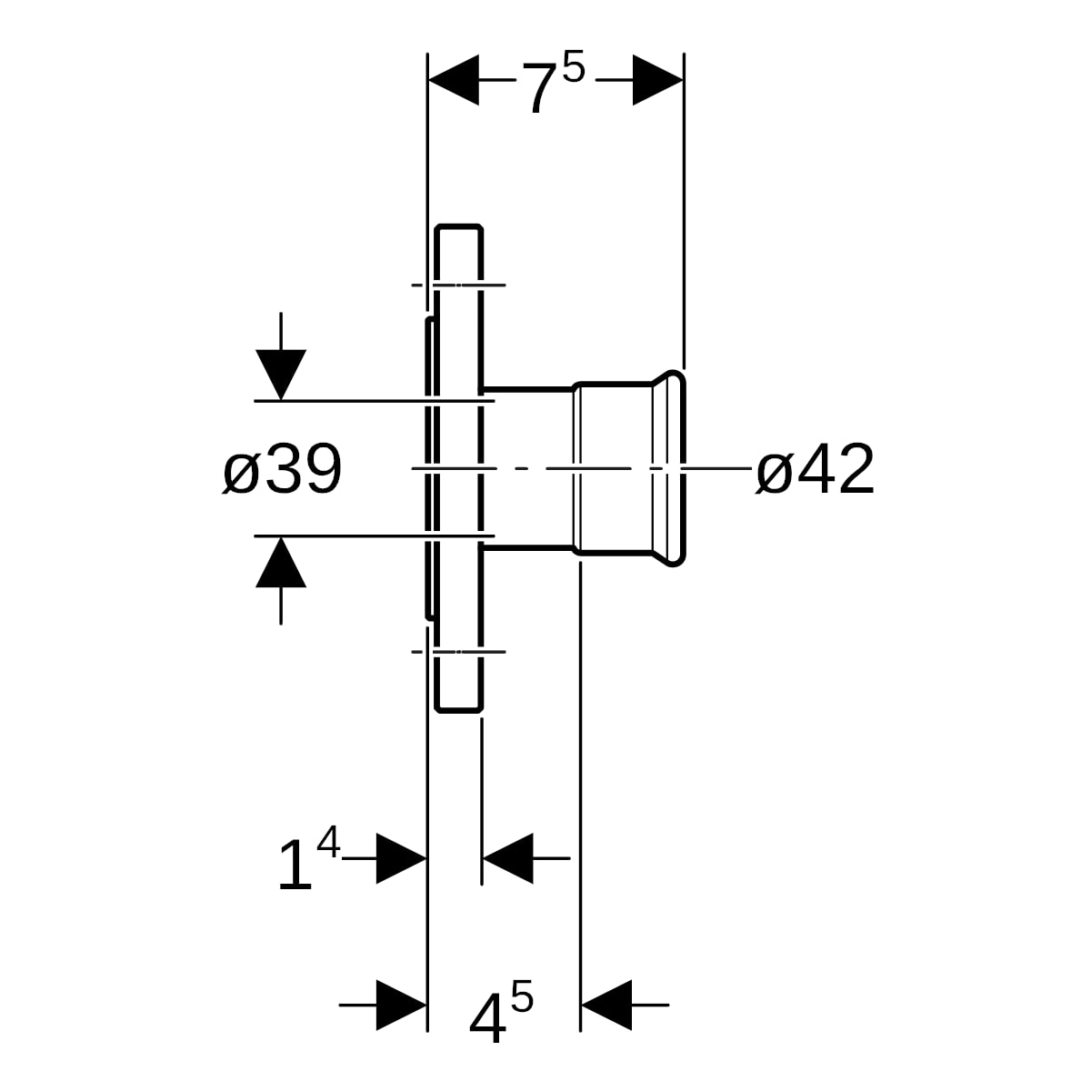 Geberit Mapress C-Stahl Flansch PN 6 mit Pressmuffe d42 23747