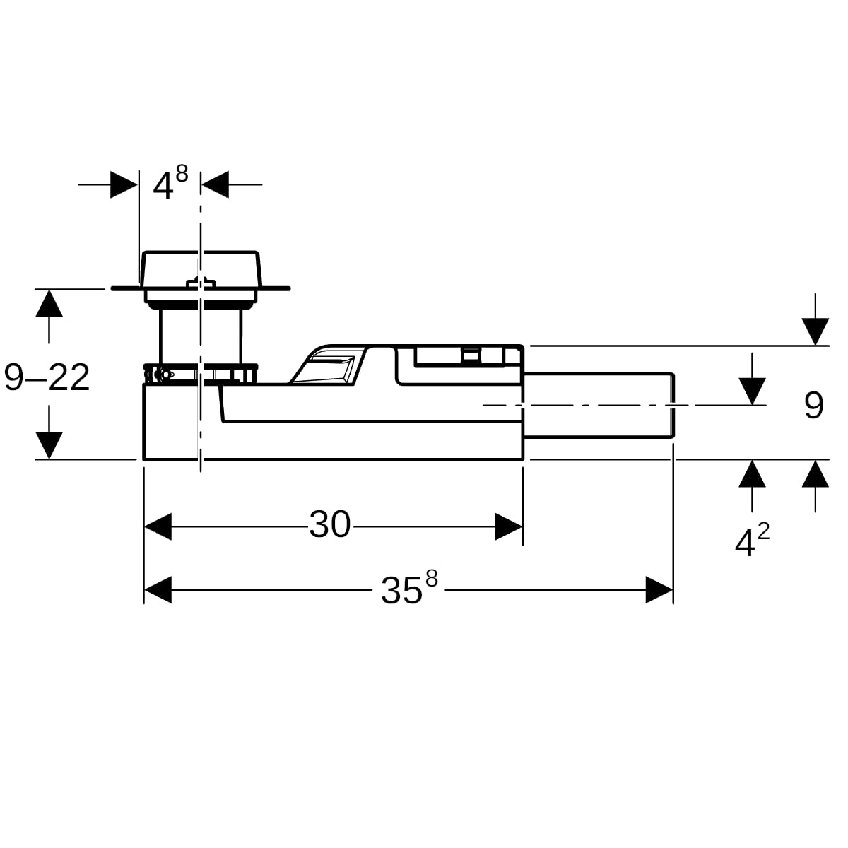 Geberit Rohbauset, zu Duschrinne CleanLine, d50 H90 154.150.00.1