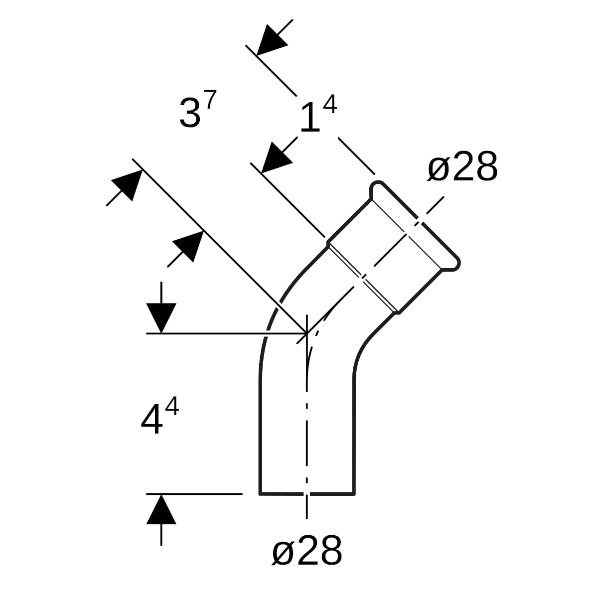 Geberit Mapress Edelstahl Bogen 45 Grad d28 mit Einschubende (LABS-frei) 80705