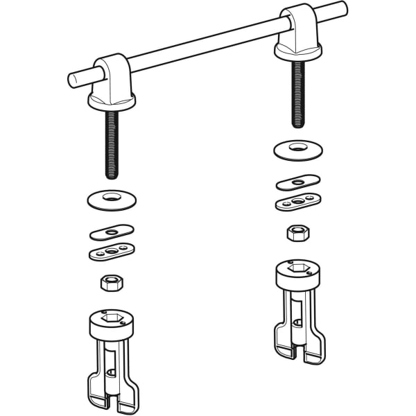 Geberit Set Scharniere mit Scharnierwelle für WC-Sitzring Befestigungs von unten (2 Stück) 243.916.00.1