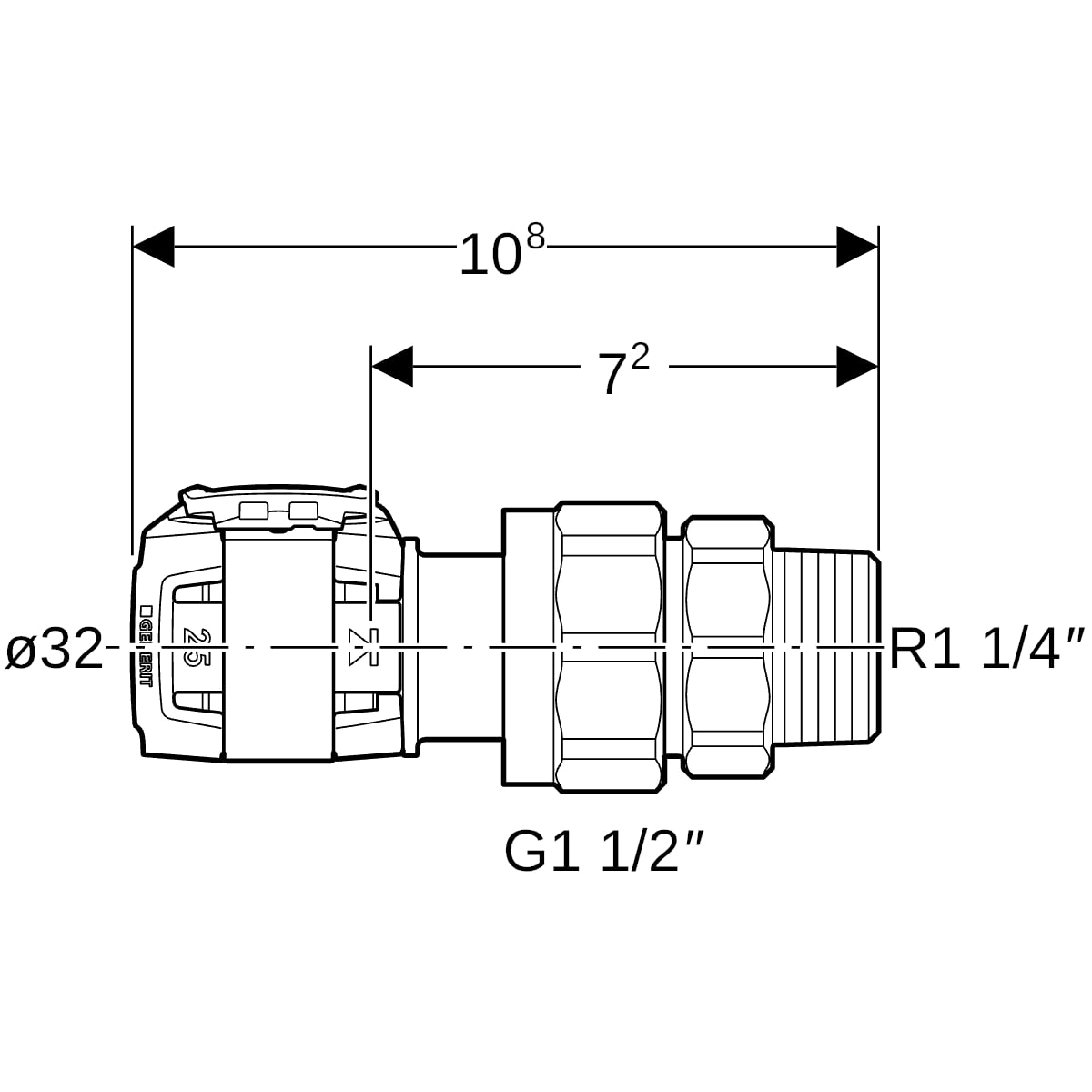 Geberit FlowFit Übergangsverschraubung mit AG SiBr d32-R1 1/4 620.593.00.1