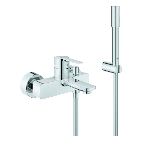 Grohe Lineare Einhand-Wannenbatterie chrom Wandmontage mit Brausegarnitur 33850001
