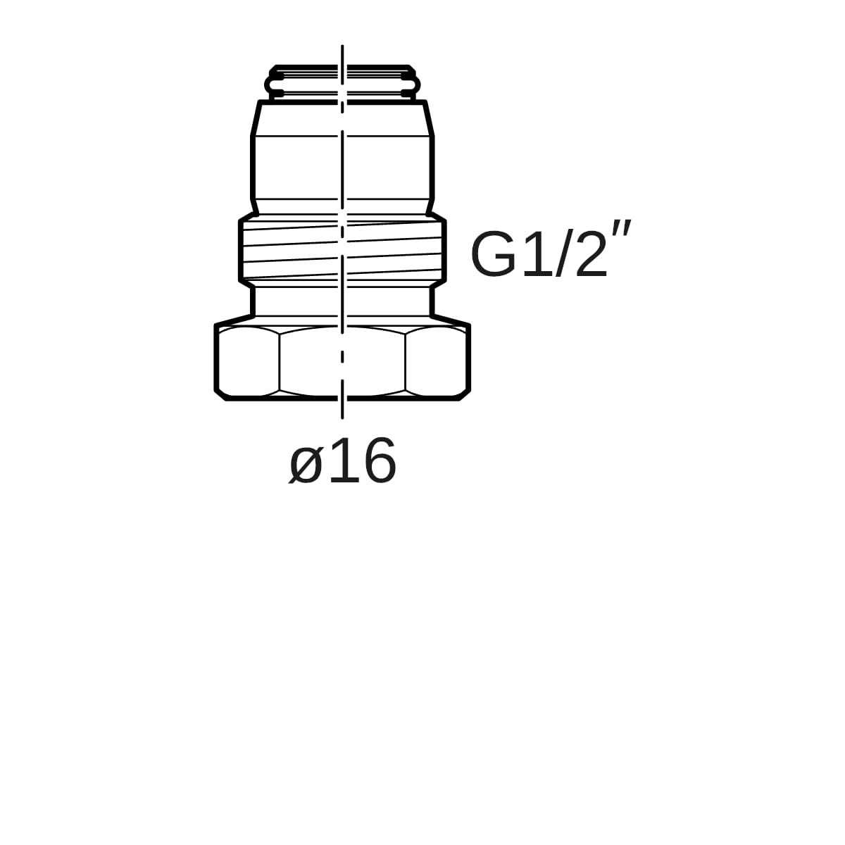Geberit Mepla Anschlussverschraubung mit Aussengewinde d16-G1/2 Danfoss 641.513.00.1
