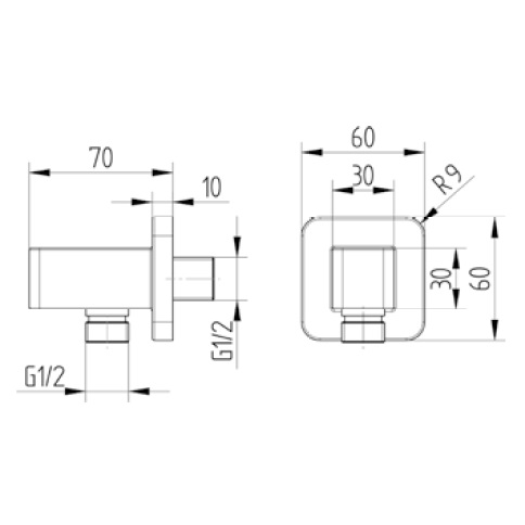 Avenarius Brausewandhalter mit integriertem Brauseanschluss ½" 9006979010