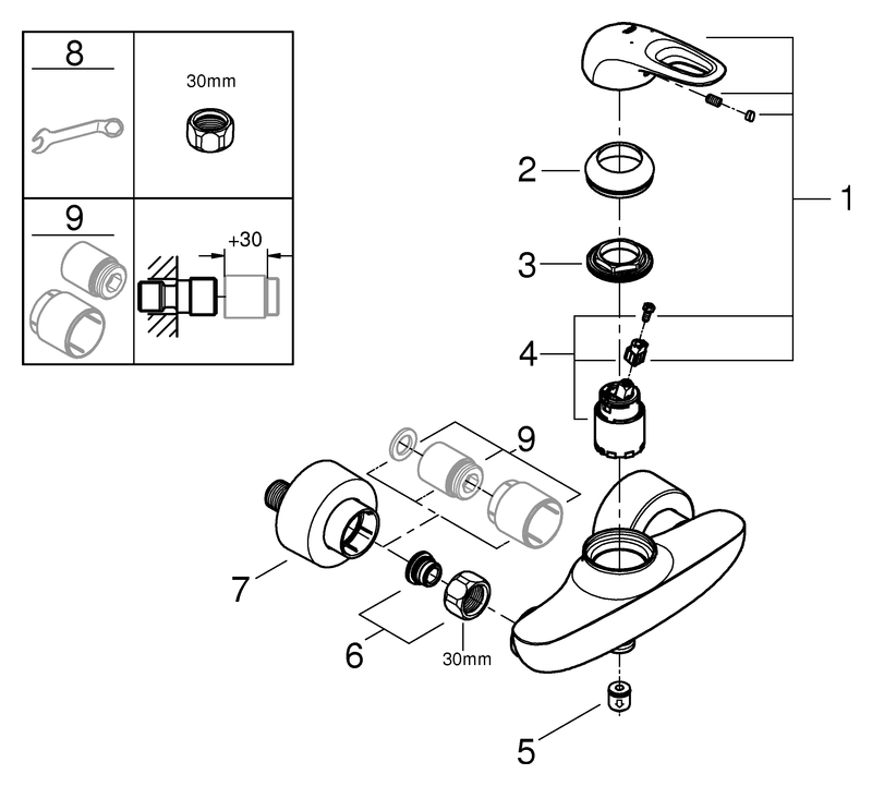 Grohe Eurostyle Einhand-Brausebatterie chrom Wandmontage 33590003