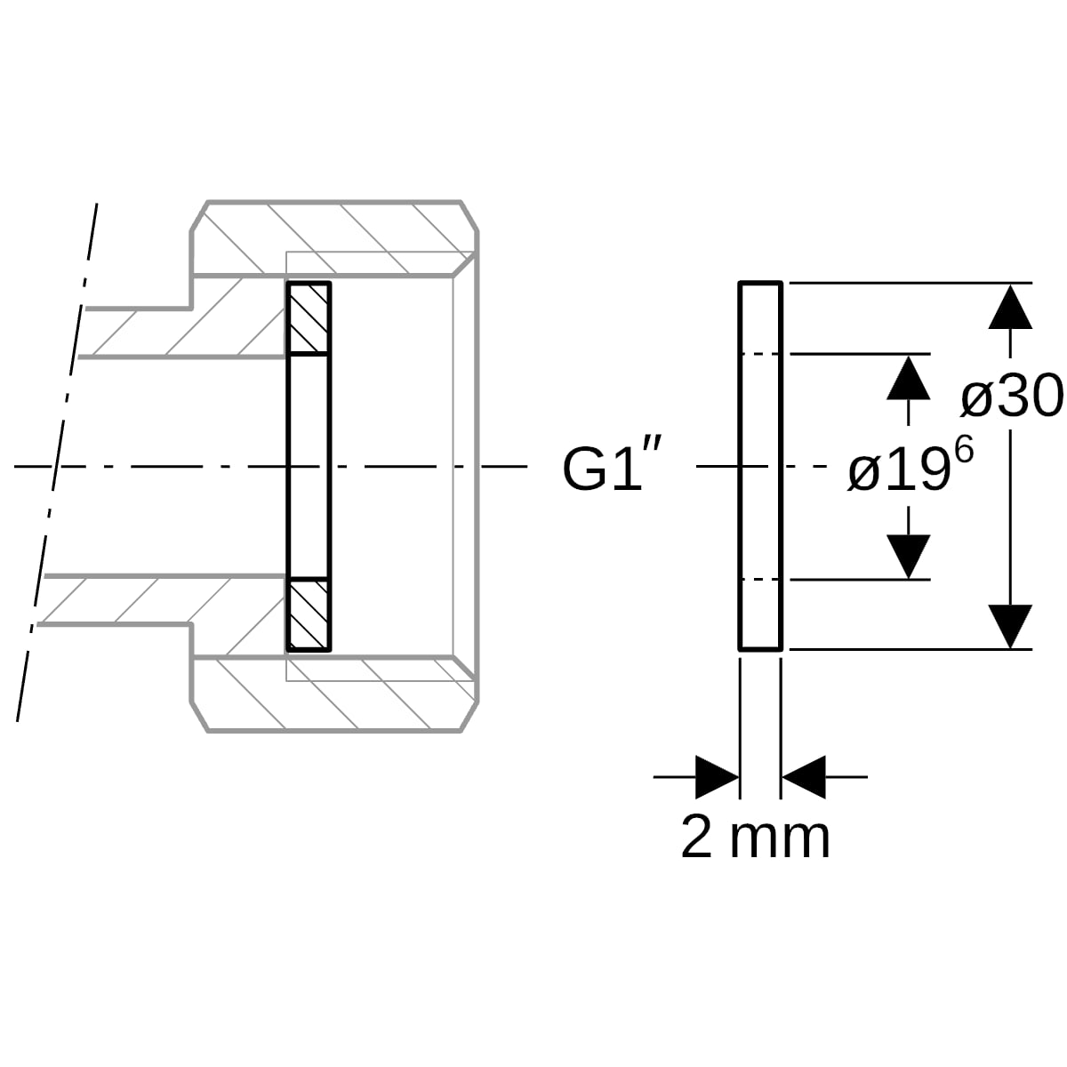 Geberit Mapress Flachdichtung FPM grün d30xdi20x2 G1" 90094