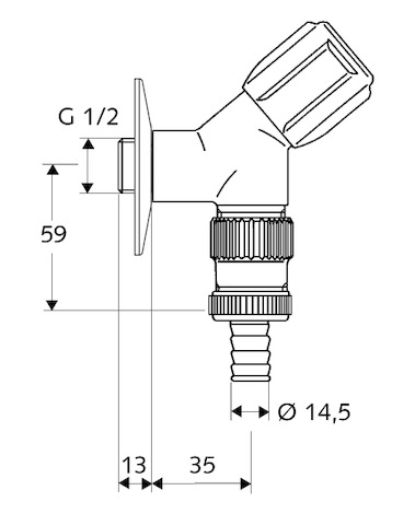 Schell Geräteschrägsitzventil COMFORT RV, Schlauchplatz-Sicherung, 1/2", chrom 033900699