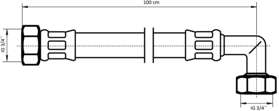 Neoperl NEOFLEX Panzerschlauch DN20 IG x IG gebogen, 3/4" x 3/4" 100cm 66910100