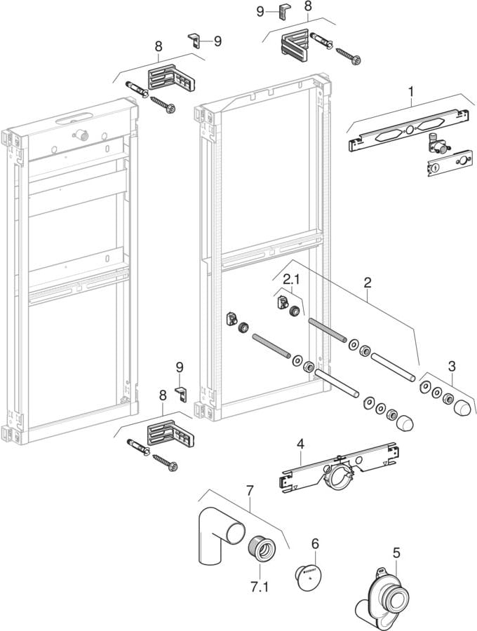 Geberit Kombifix Element für Urinal 109-127cm Universal, AP-Druckspüler 457.686.00.1