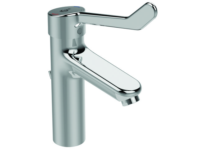 Ideal Standard Ceraplus 2 Waschtischarmatur Grande mit Klinikhebel mit Ablaufgarnitur chrom, Ausladung 123mm BC105AA