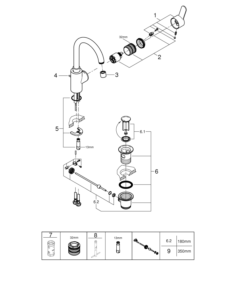 Grohe Eurostyle C Einhand-Waschtischbatterie chrom L-Size 23043003