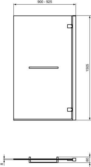 Ideal Standard Falttür mit Handtuchstange i.life 900mm A:rechts Silber T4888EO