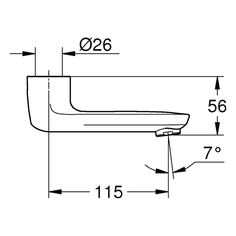 Grohe Gussauslauf Länge 115mm chrom 13378000