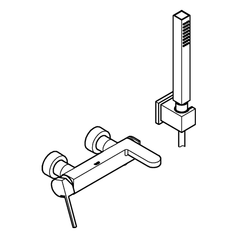 Grohe Plus Einhand-Wannenbatterie chrom Wandmontage mit Brausegarnitur 33547003