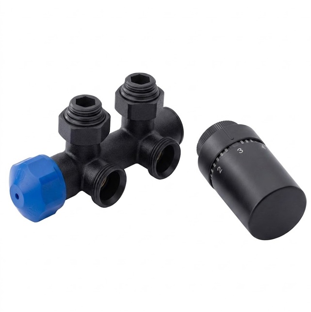HSK Mittelanschluss-Garnitur Set Eck, schwarz-matt 890829-68