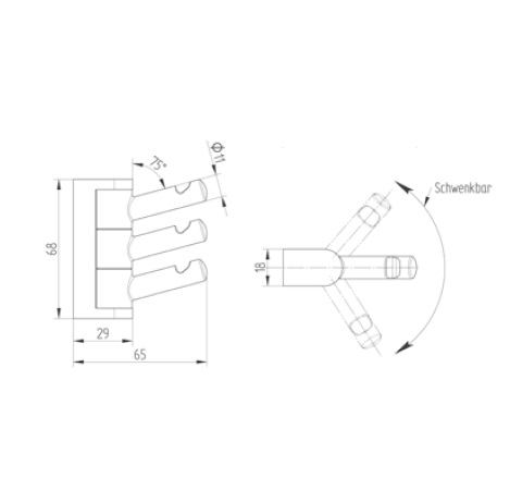 Avenarius Drehhaken, 3-fach, rund 9001645010