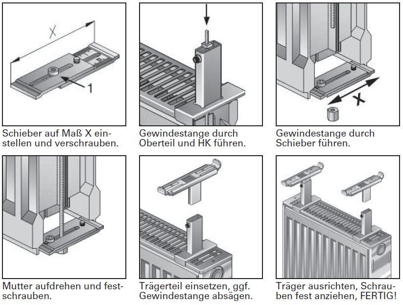 Wemefa Universal Fensterbankträger 350mm weiß 10-2007-2