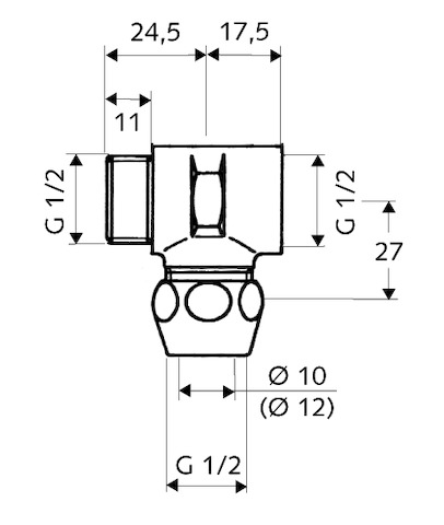 Schell T-Stück Quetschverschraubung, 1/2"x10, chrom 270060699