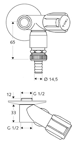 Schell Nebenanschluss-Ventil COMFORT, RV, RB für Einzelzapfstellen, 1/2", chrom 033130699
