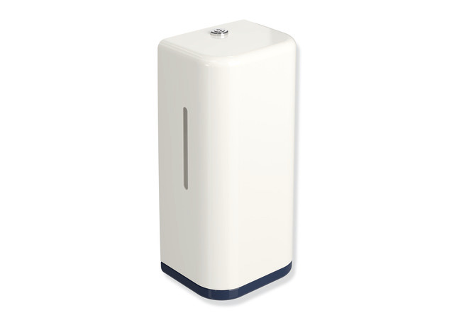HEWI SENSORIC Elektronischer Seifenspender, Korpus reinweiß, Rahmenelement / Entnahmeöffnung, 500ml, stahlblau 477.06.10299 50