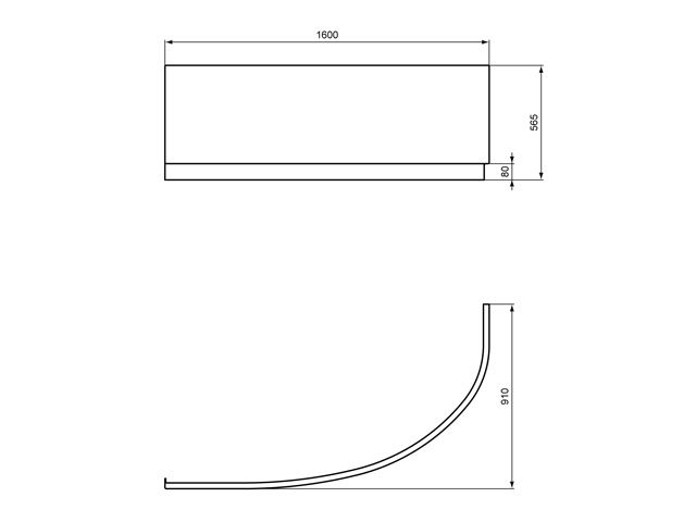 Ideal Standard Hotline Neu Acryl-Schürze 160cm K276001 weiß