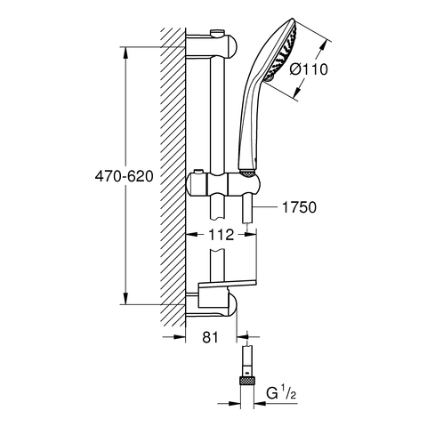 Grohe Euphoria Champagne 600mm Brausegarnitur Brausestange 600mm 27232001