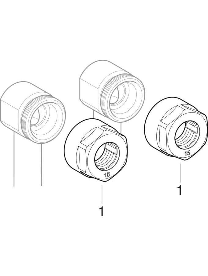 Geberit Mapress C-Stahl Set Anschluss-T-Stück für Vorlauf/Rücklauf Anschlussverschraubung d22-15 24047