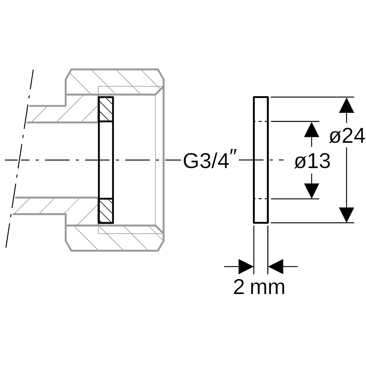 Geberit Mapress Flachdichtung FPM grün d24xdi13x2 G3/4" 90092