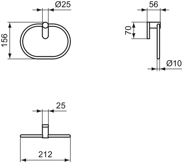 Ideal Standard Handtuchring Conca, rund, silber T4503GN
