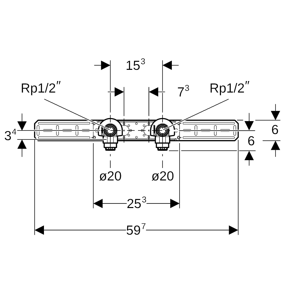 Geberit PushFit Anschlusswinkel 90 Grad vormontiert zweifach Rotguss d20-Rp1/2 schallgedämmt 651.290.00.1