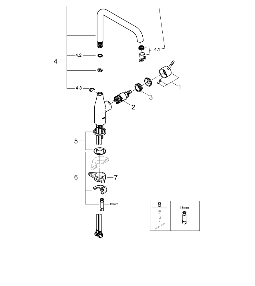 Grohe Essence Einhand-Spültischbatterie supersteel hoher Auslauf 30505DC0