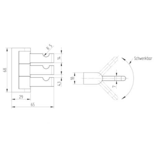 Avenarius Drehhaken, 3-fach, eckig 9001646010