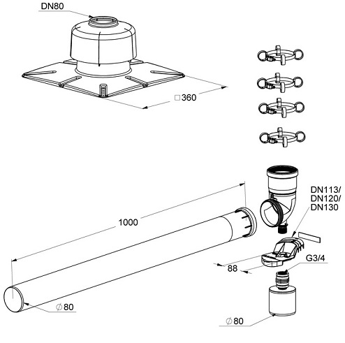 Atec PolyTop SV-Schacht-Set DN80 1373