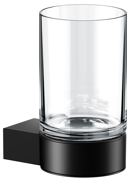 Keuco Glashalter Plan komplett mit Echtkristall-Glas, schwarz 14950379000