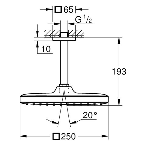 Grohe Kopfbrausenset Tempesta Cube 250 Deckenauslass 142mm chrom 26688000