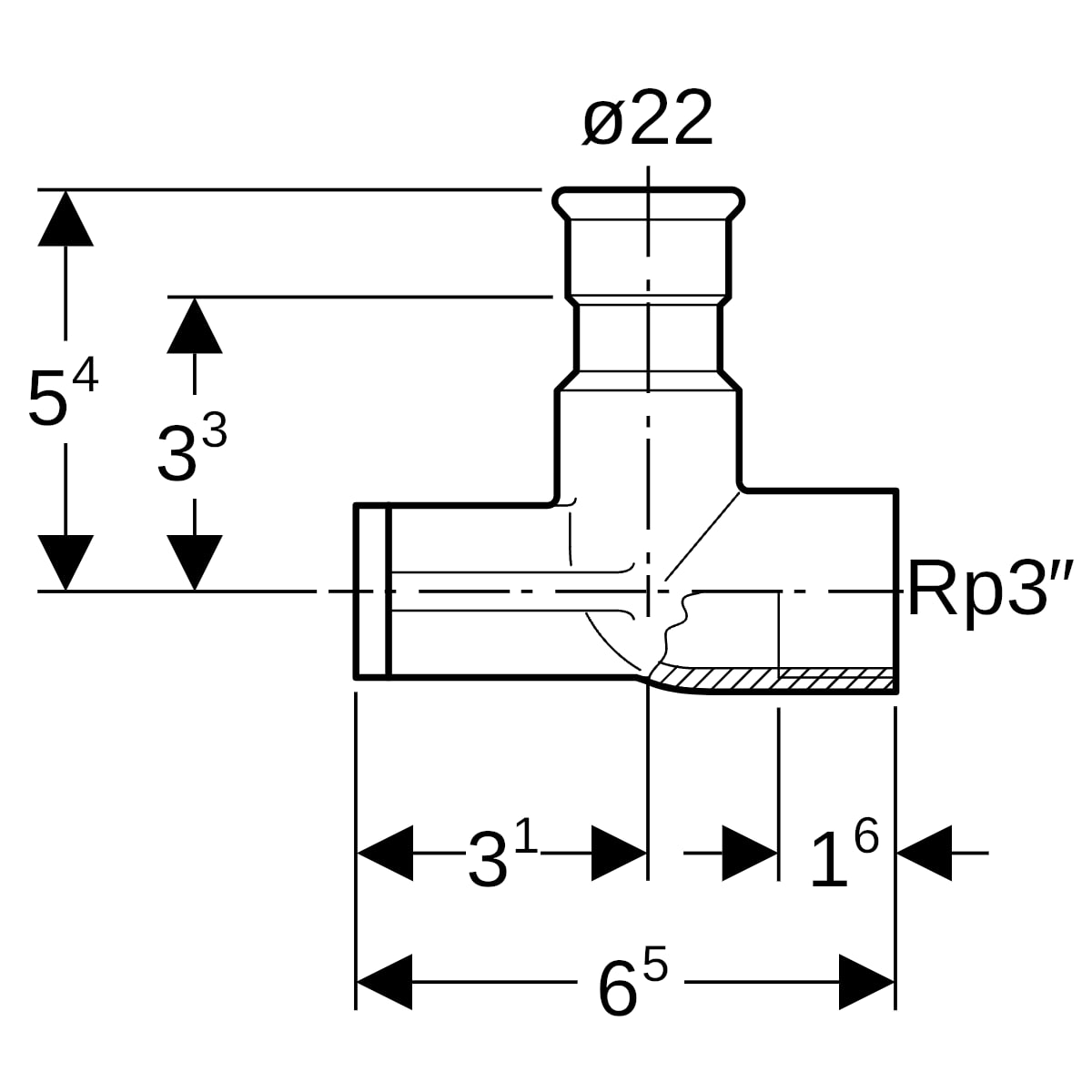 Geberit Mapress Edelstahl Anschlusswinkel 90 Grad abgesetzt (LABS-frei) d22-Rp3/4 83427