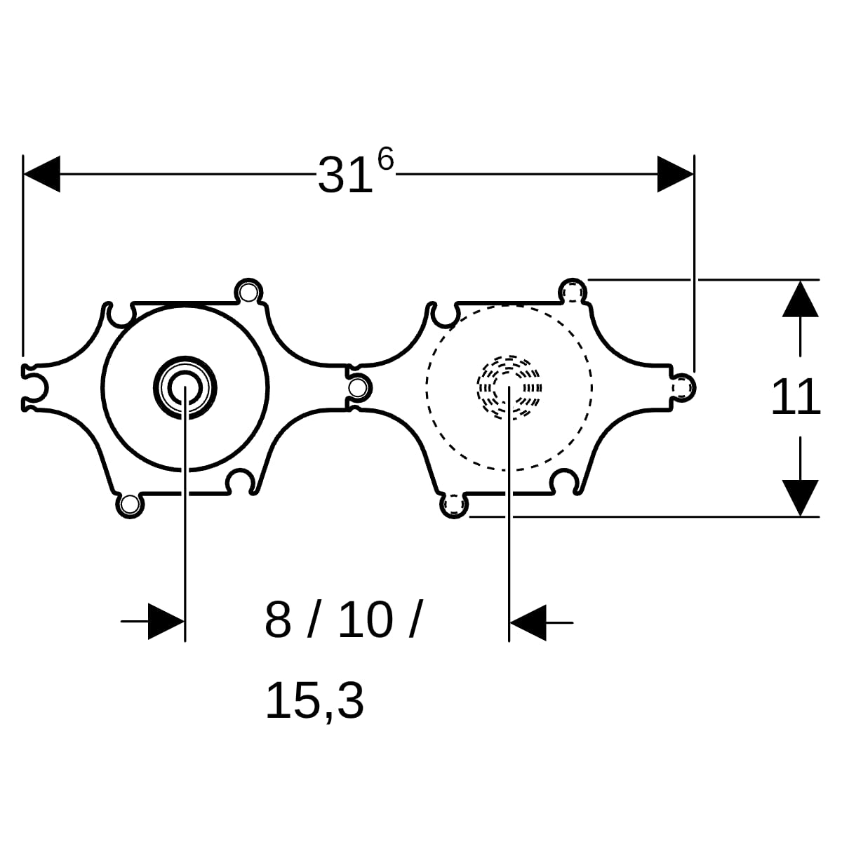 Geberit Set Anschluss gerade mit AG MF vormontiert, Trockenbau Rotguss R1/2-Rp1/2 602.295.00.1