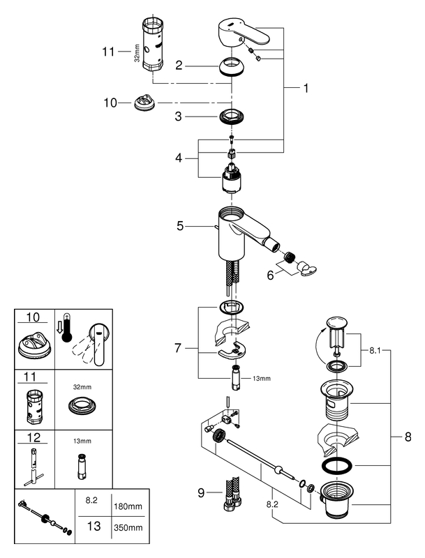 Grohe Eurostyle C Bidet-Batterie Zugstangen-Ablaufgarnitur chrom 33565002