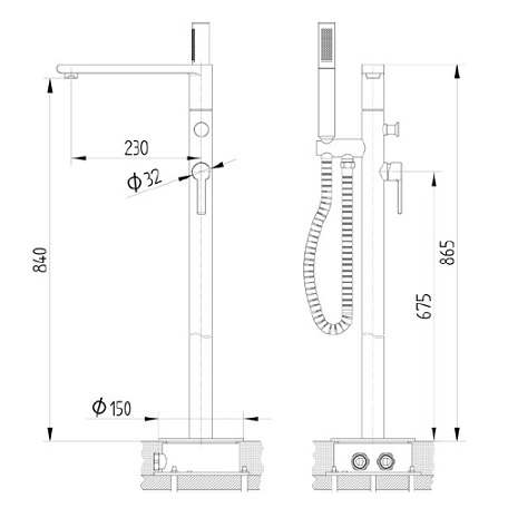 Avenarius freistehende Wanne-Brause-Batterie 2306110040