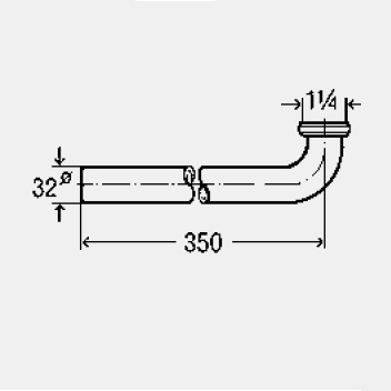 Viega Ablaufbogen 5621.24 in G1 1/4 x350mm Messing verchromt 575588