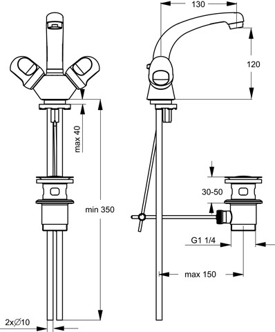 Ideal Standard Alpha Waschtischarmatur mit schwenkbarem Auslauf chrom B2039AA