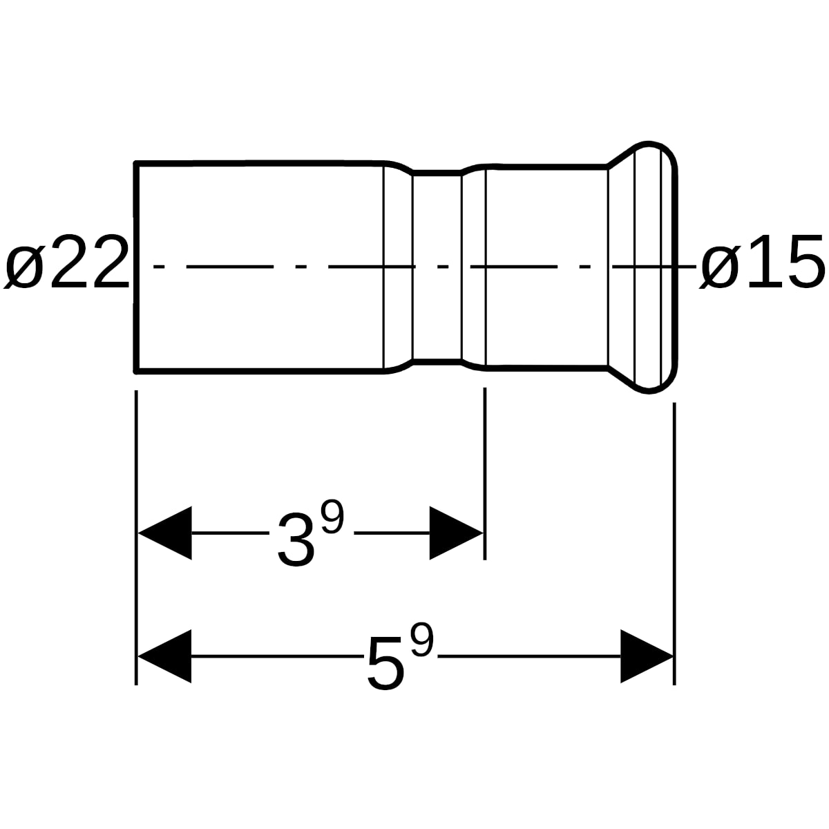 Geberit Mapress C-Stahl Reduktion mit Einschubende d22-15 verzinkt 22305