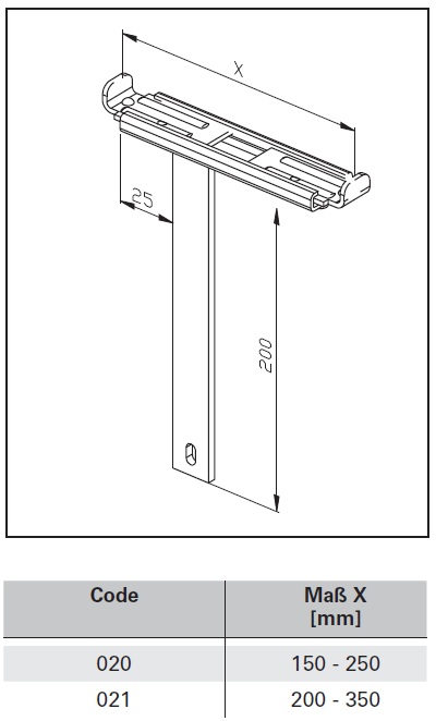 Wemefa Fensterbankträger 150-250mm 10-020